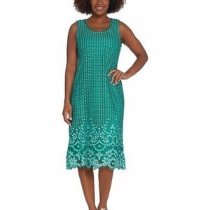 Isaac Mizrahi Live! Regular Engineered Bi-Color Lace Midi Dress (Aqua)